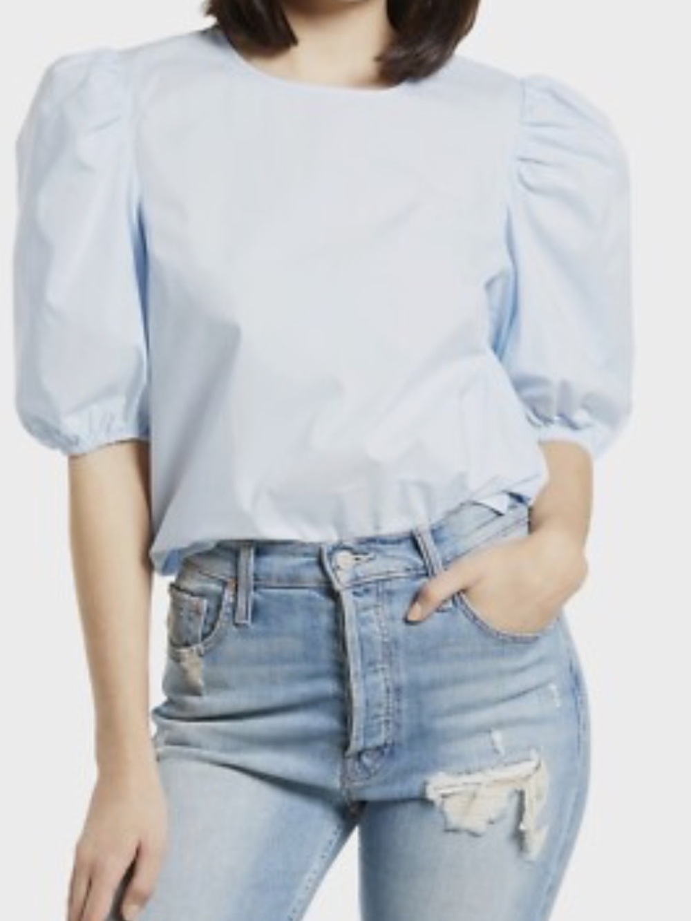 H&M Light Blue Puff Sleeve Top